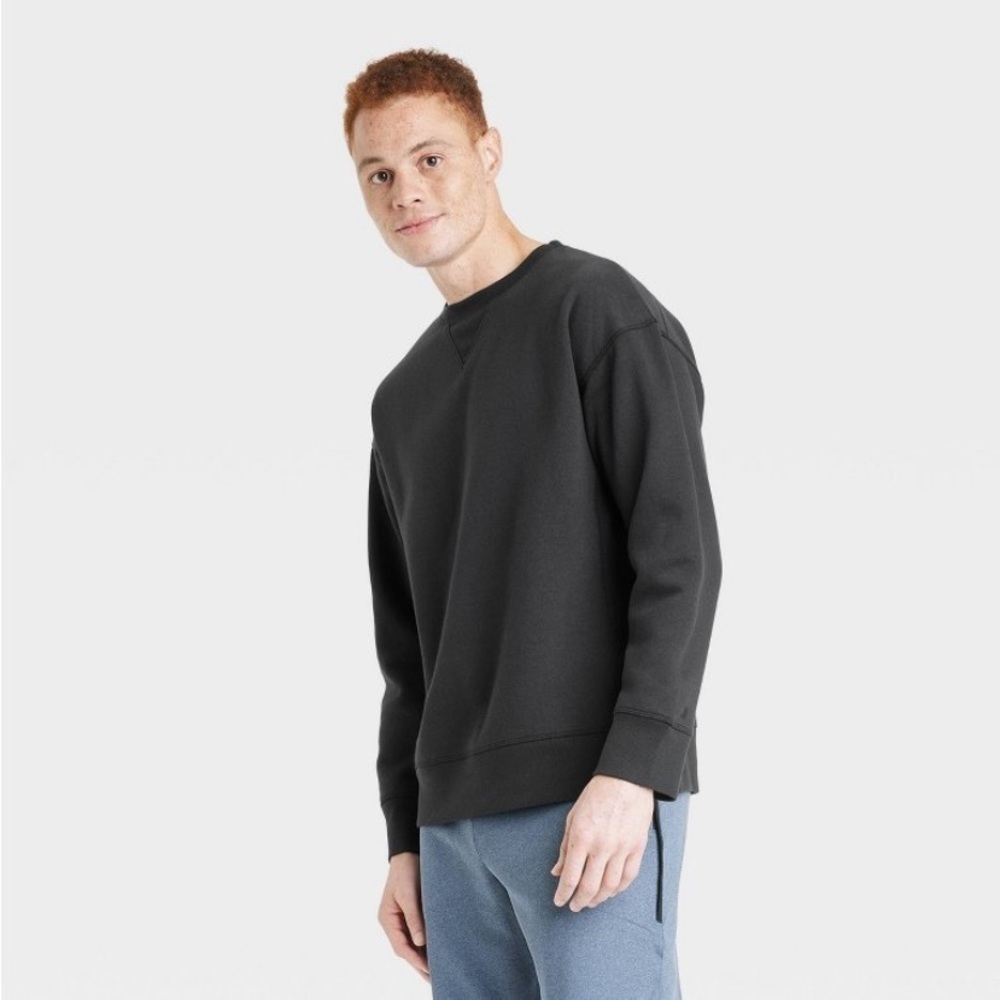 Men's Cotton Fleece Crewneck Sweatshirt - All in Motionโข Black M nwt